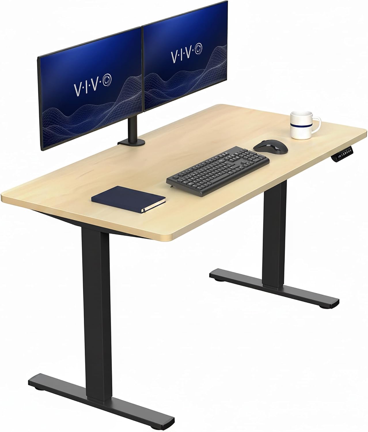 VIVO Electric 63 x 32 in Standing Desk, Memory Height Adjustment, 1B Series, Holds 220 lbs, Dark Walnut Top Black Frame, DESK-KIT-1B1D