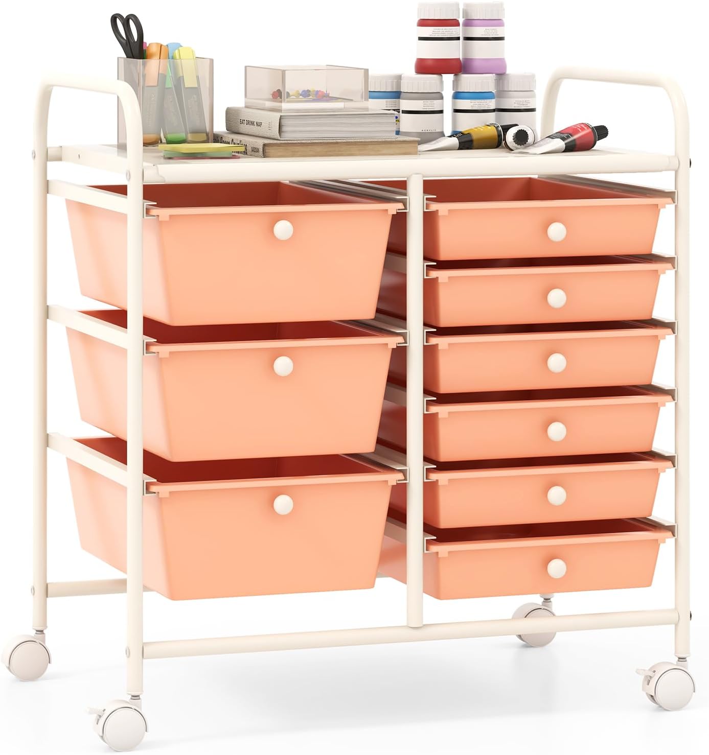 Giantex 15 Drawer Rolling Storage Cart Tools Scrapbook Paper Office School Organizer, Multicolor