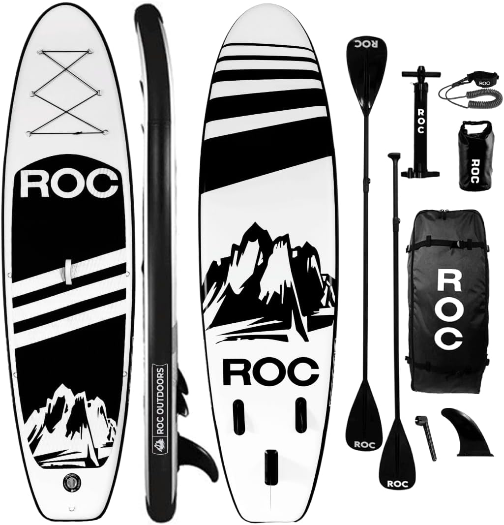 Roc Inflatable Stand Up Paddle Board 10' 6" with Premium SUP Paddle Board Accessories, Wide Stable Design, Non-Slip Comfort Deck for Youth and Adults