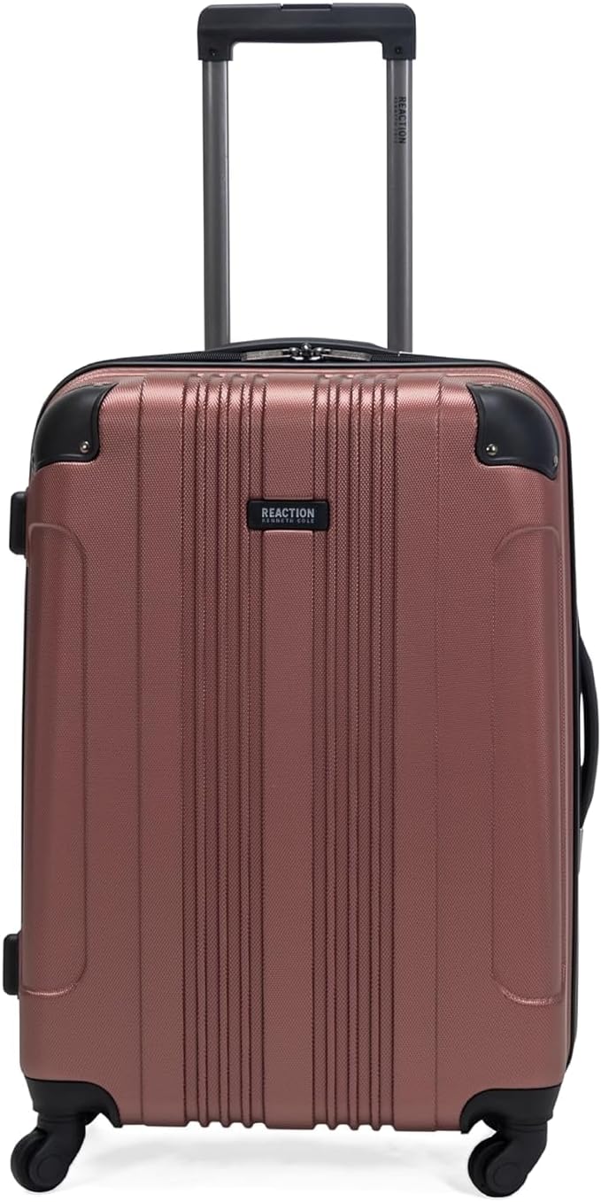 Kenneth Cole REACTION Out of Bounds Lightweight Hardshell 4-Wheel Spinner Luggage, Charcoal, 24-Inch Checked