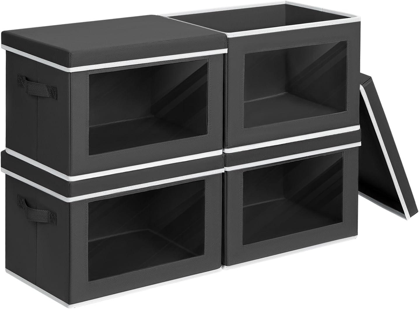 Homsorout Storage Bins with Lids - Large Decorative Basket with Lids, Fabric Foldable Closet Organizer Bins, Stackable Shelf Organizer for Living Room