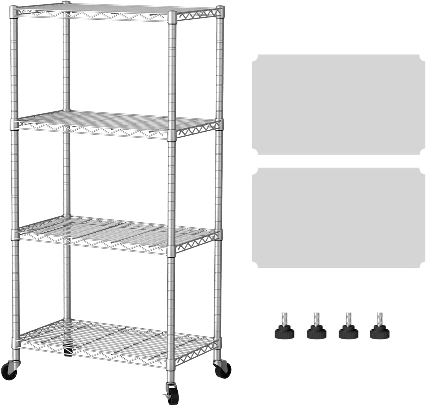 5 Shelves Storage Wire Shelf Closet Metal Shelving Pantry Wheels, Shelf Bathroom Organizers Metal Kitchen Garage Shelving Unit Laundry Room