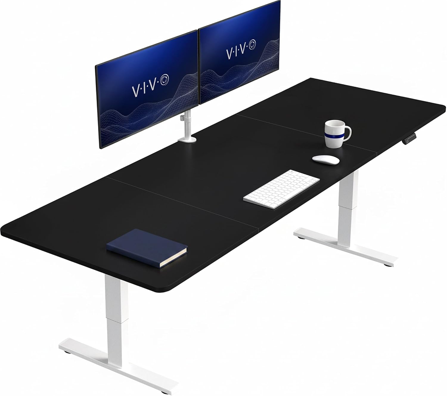 VIVO Electric 63 x 32 in Standing Desk, Memory Height Adjustment, 1B Series, Holds 220 lbs, Dark Walnut Top Black Frame, DESK-KIT-1B1D
