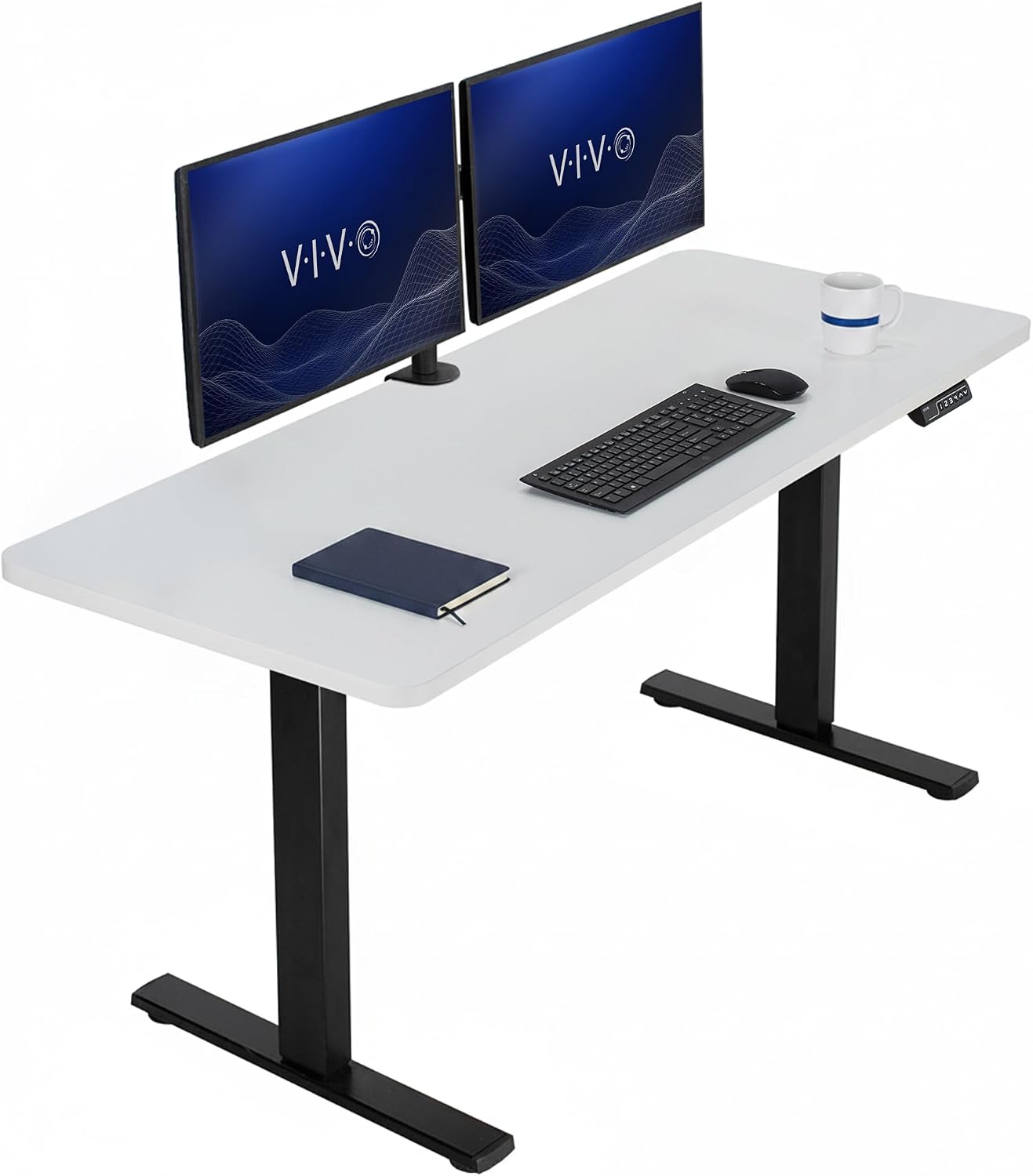 VIVO Electric 63 x 32 in Standing Desk, Memory Height Adjustment, 1B Series, Holds 220 lbs, Dark Walnut Top Black Frame, DESK-KIT-1B1D