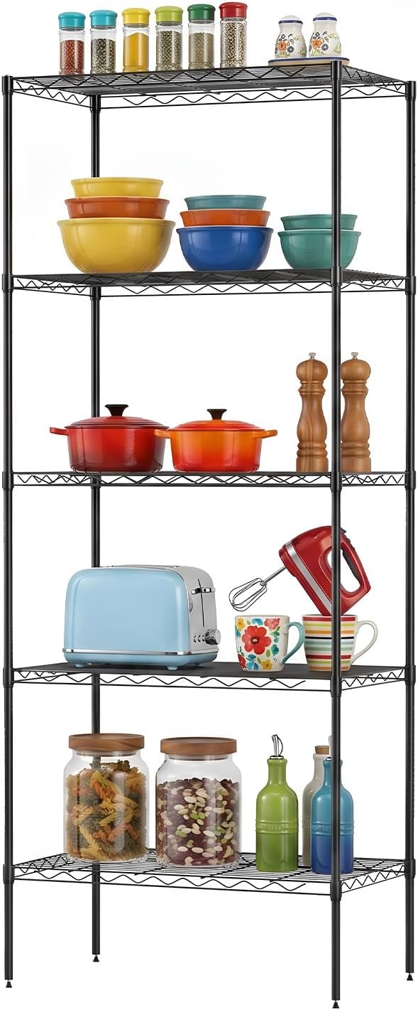 BestOffice, 4-Tier Wire Storage Shelves, 36x14x54, Chrome, with Adjustable Racks, Heavy-Duty Metal Shelf, Holds Up to 1000 lbs, No-Tool Assembly