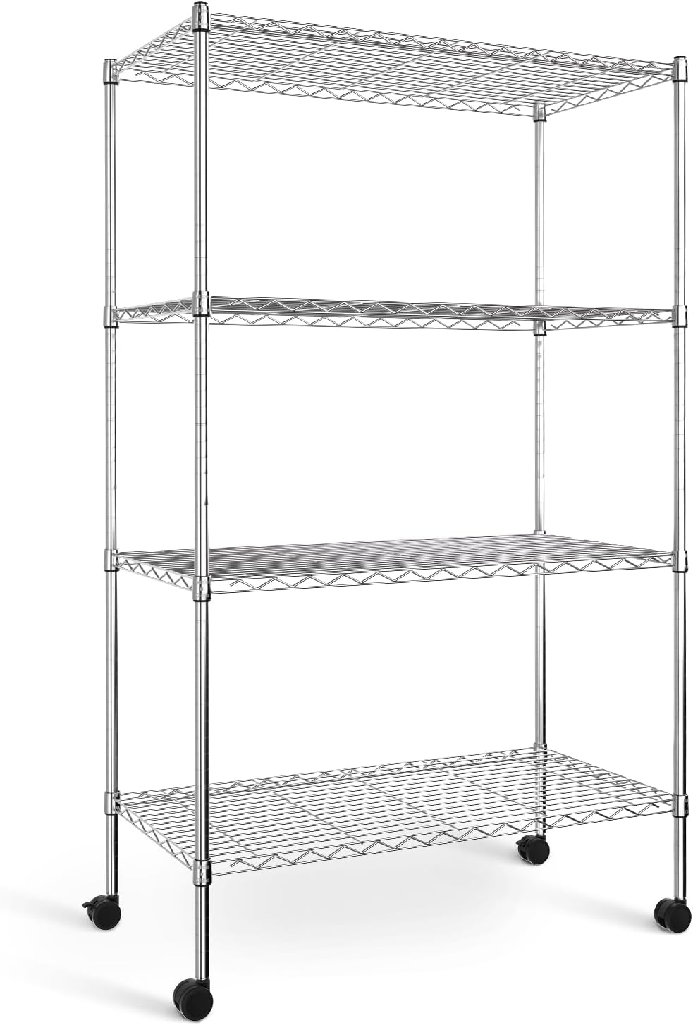 Simple Deluxe Heavy Duty 3-Shelf Shelving Unit with Wheels, Adjustable Steel Wire Shelving