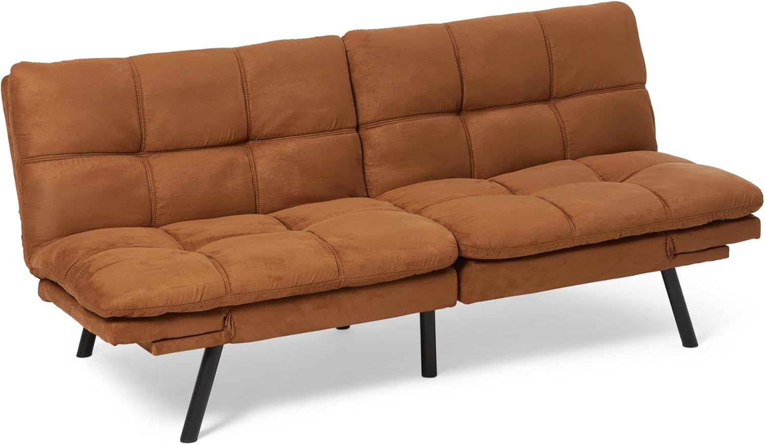 Amazon Basics Convertible Loveseat Sofa Bed with Memory Foam, Adjustable Positions, Linen Fabric, Modern Sleeper for Small Living Room, Office