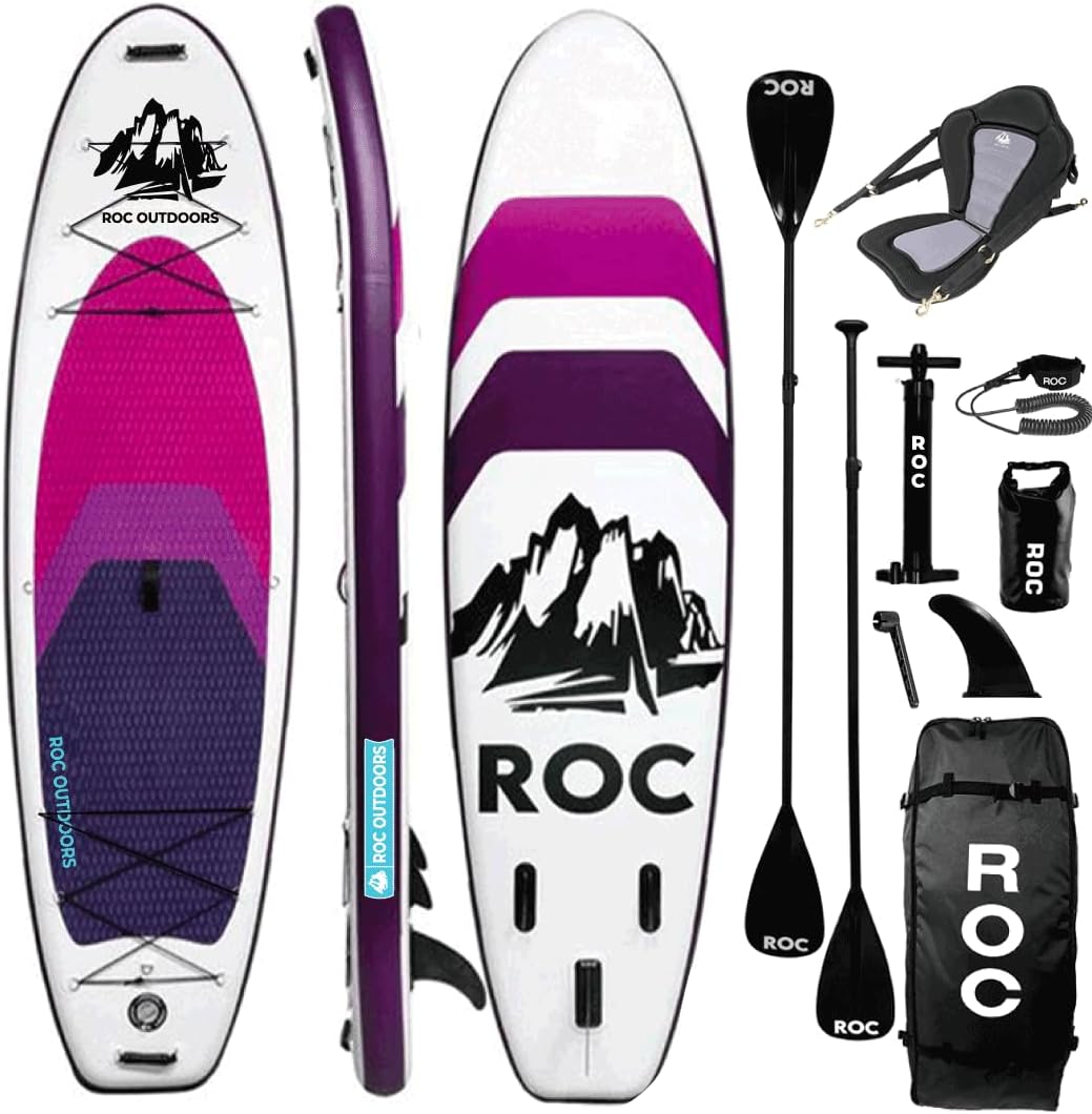 Roc Inflatable Stand Up Paddle Board 10' 6" with Premium SUP Paddle Board Accessories, Wide Stable Design, Non-Slip Comfort Deck for Youth and Adults