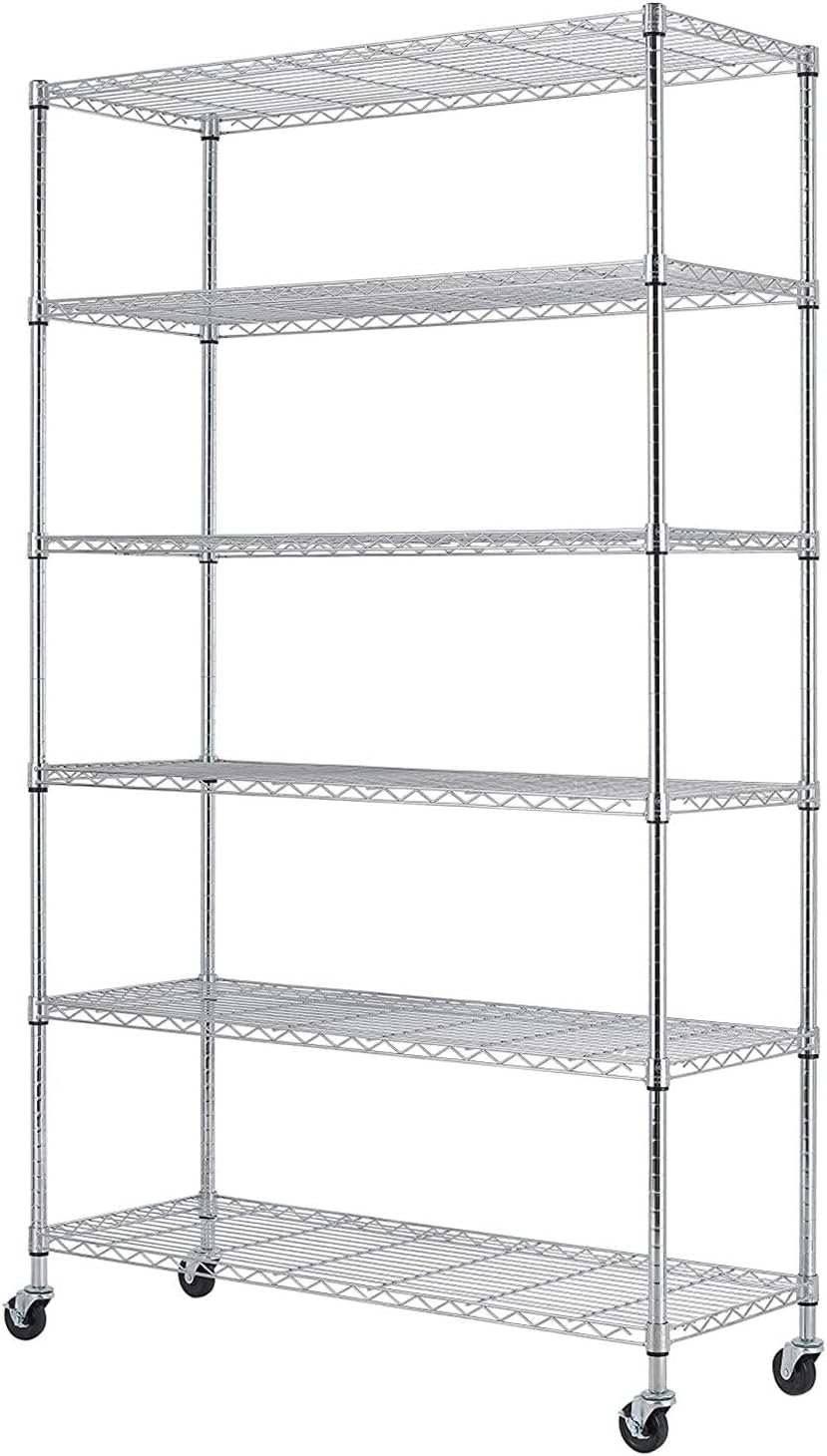 BestOffice, 4-Tier Wire Storage Shelves, 36x14x54, Chrome, with Adjustable Racks, Heavy-Duty Metal Shelf, Holds Up to 1000 lbs, No-Tool Assembly