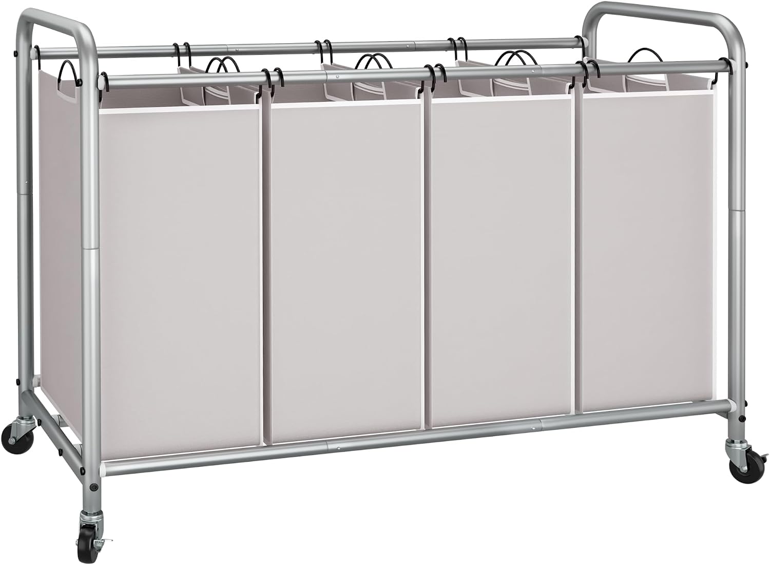 STORAGE MANIAC Laundry Sorter 4 Section, 47.5 Gal (180 L) Laundry Hamper with Wheels, Clothes Divider Basket Sorter