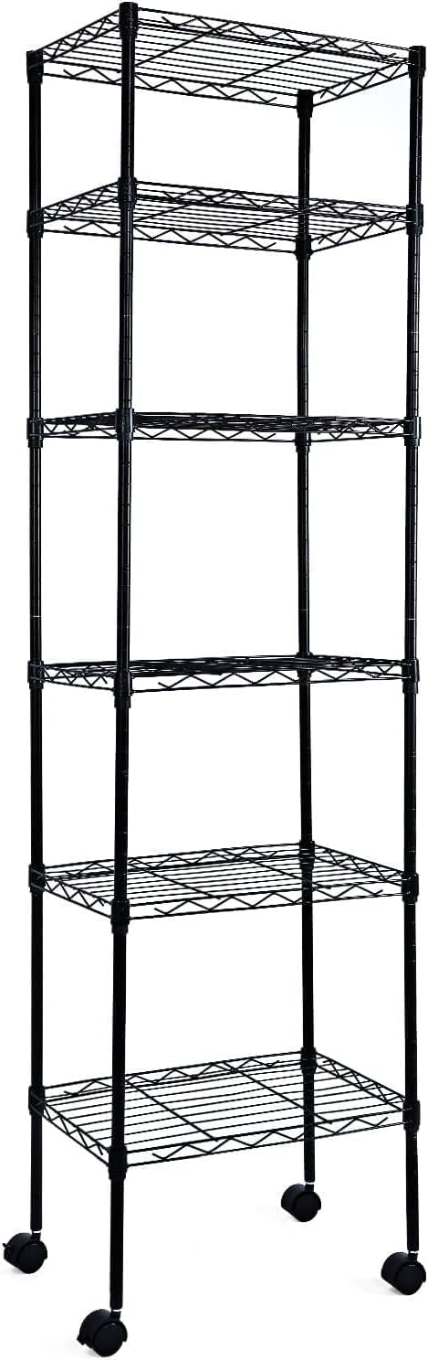 Simple Deluxe Heavy Duty 3-Shelf Shelving Unit with Wheels, Adjustable Steel Wire Shelving