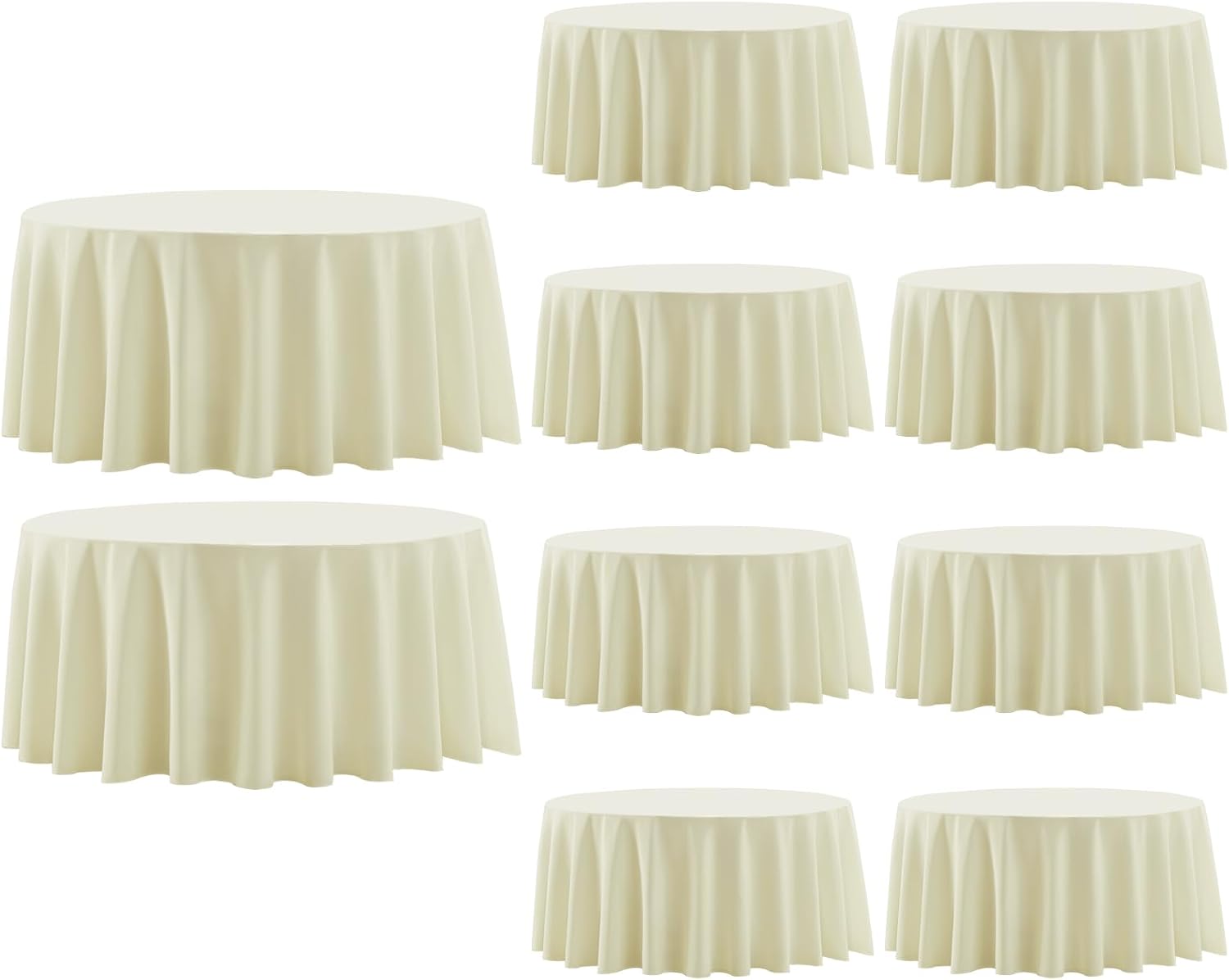 Aocoz Round Tablecloth 120 Inch 6 Pack White Tablecloths Washable Decorative Linen Polyester Table Clothes Cover for Dining Table Banquets Buffet