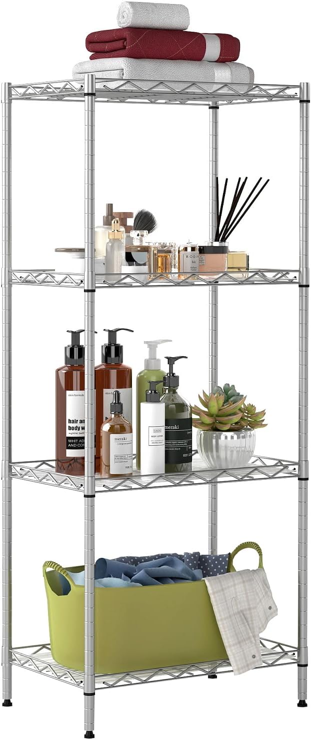 BestOffice, 4-Tier Wire Storage Shelves, 36x14x54, Black, with Adjustable Racks, Heavy-Duty Metal Shelf, Holds Up to 1000 lbs, No-Tool Assembly