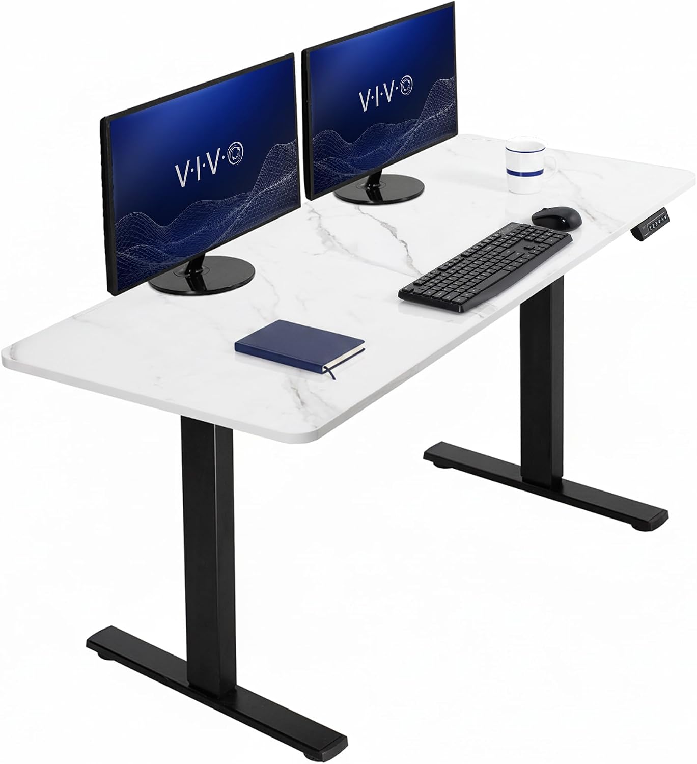 VIVO Electric 63 x 32 in Standing Desk, Memory Height Adjustment, 1B Series, Holds 220 lbs, Dark Walnut Top Black Frame, DESK-KIT-1B1D