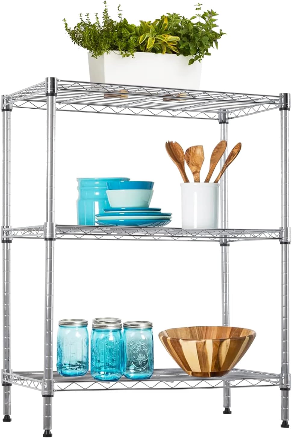 BestOffice, 4-Tier Wire Storage Shelves, 36x14x54, Black, with Adjustable Racks, Heavy-Duty Metal Shelf, Holds Up to 1000 lbs, No-Tool Assembly