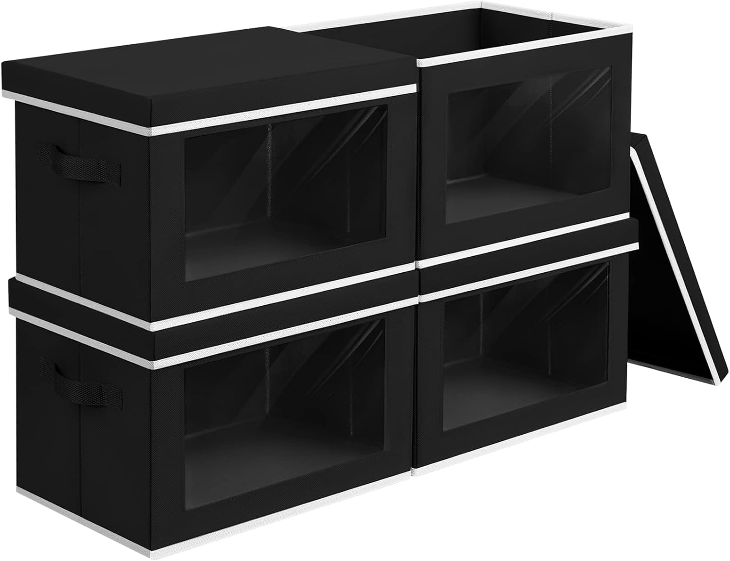 Homsorout Storage Bins with Lids - Large Decorative Basket with Lids, Fabric Foldable Closet Organizer Bins, Stackable Shelf Organizer for Living Room