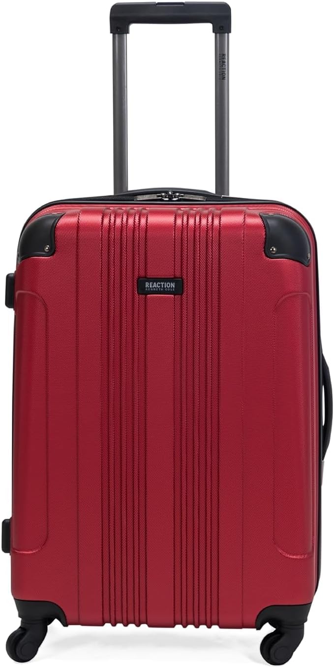 Kenneth Cole REACTION Out of Bounds Lightweight Hardshell 4-Wheel Spinner Luggage, Charcoal, 24-Inch Checked
