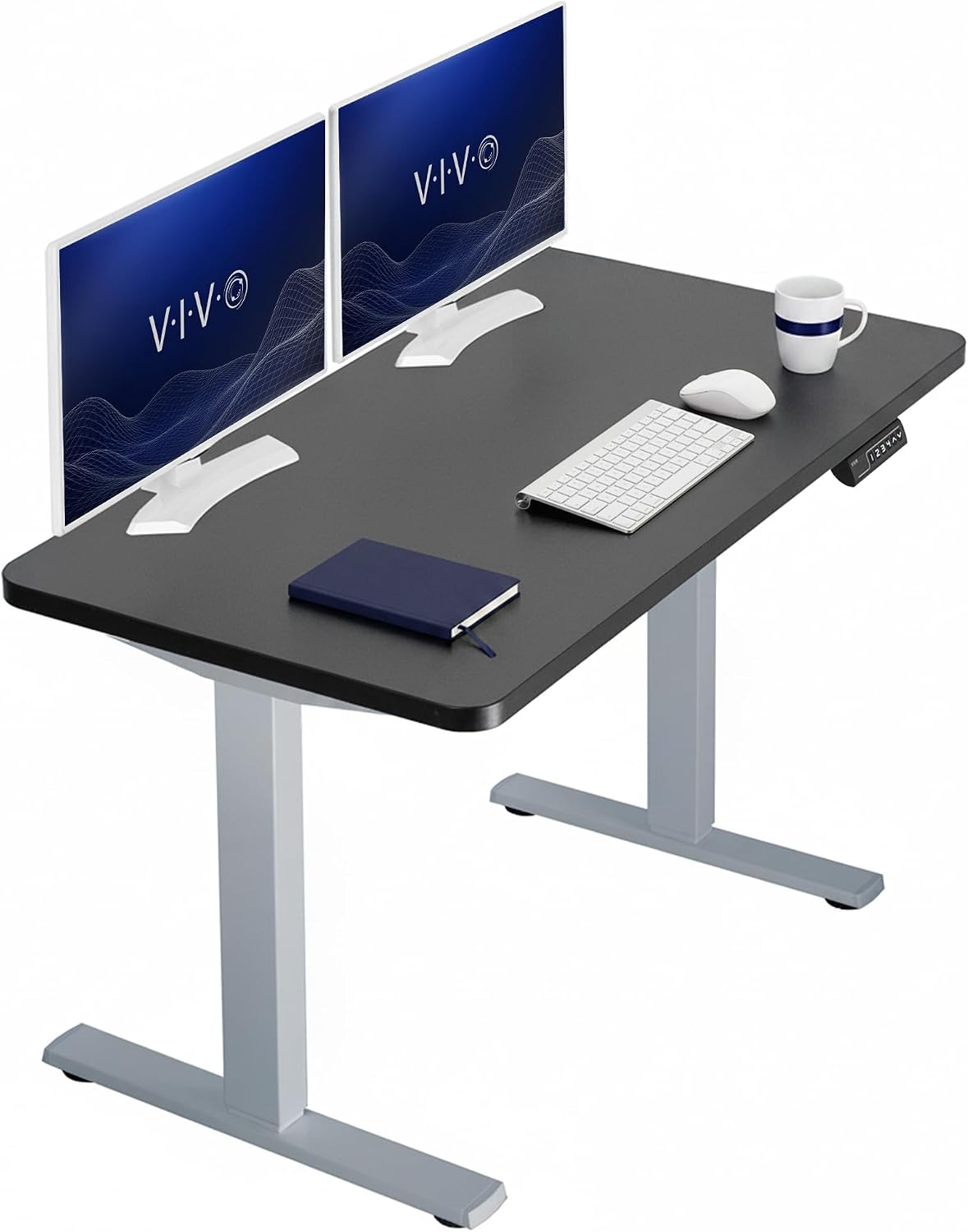 VIVO Electric 63 x 32 in Standing Desk, Memory Height Adjustment, 1B Series, Holds 220 lbs, Dark Walnut Top Black Frame, DESK-KIT-1B1D