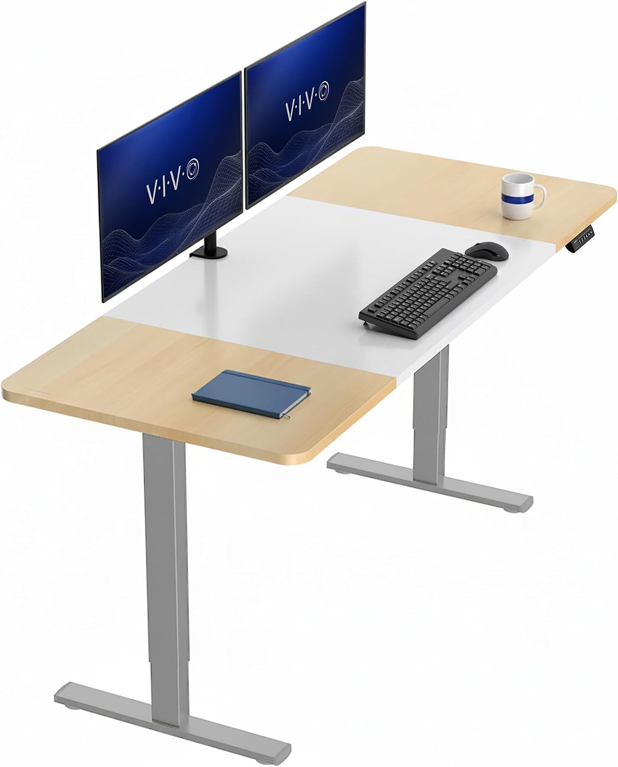VIVO Electric 63 x 32 in Standing Desk, Memory Height Adjustment, 1B Series, Holds 220 lbs, Dark Walnut Top Black Frame, DESK-KIT-1B1D