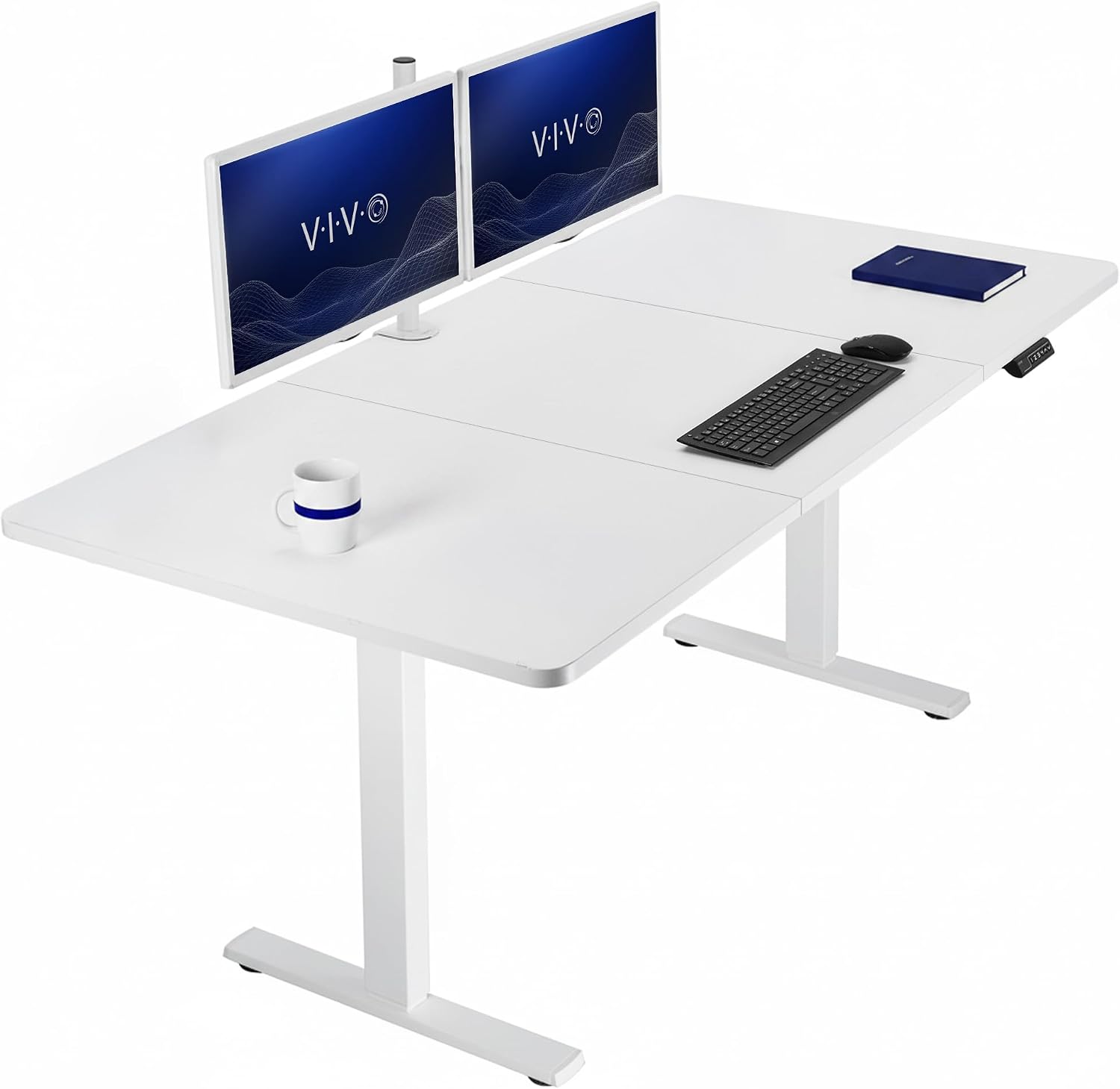 VIVO Electric 63 x 32 in Standing Desk, Memory Height Adjustment, 1B Series, Holds 220 lbs, Dark Walnut Top Black Frame, DESK-KIT-1B1D