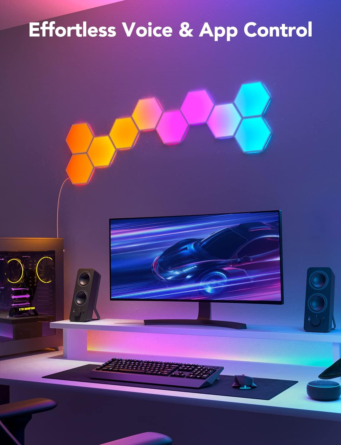 Govee Glide Hexa Light Panels, RGBIC Hexagon LED Wall Lights, Wi-Fi Smart Home Creative Wall Lights with Music Sync