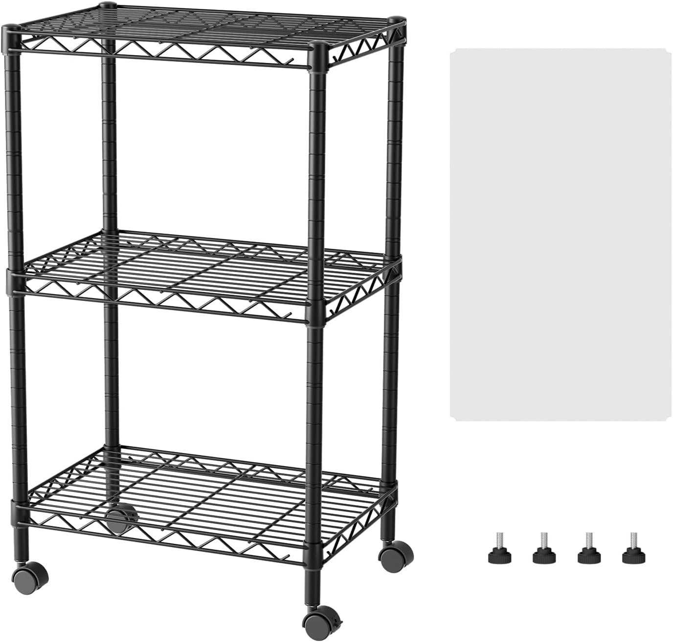 5 Shelves Storage Shelf Wire Shelving Unit Metal Adjustable Wheels, Small Shelf Storage with Wheels Organizers Closet Unit for Bathroom Laundry Room