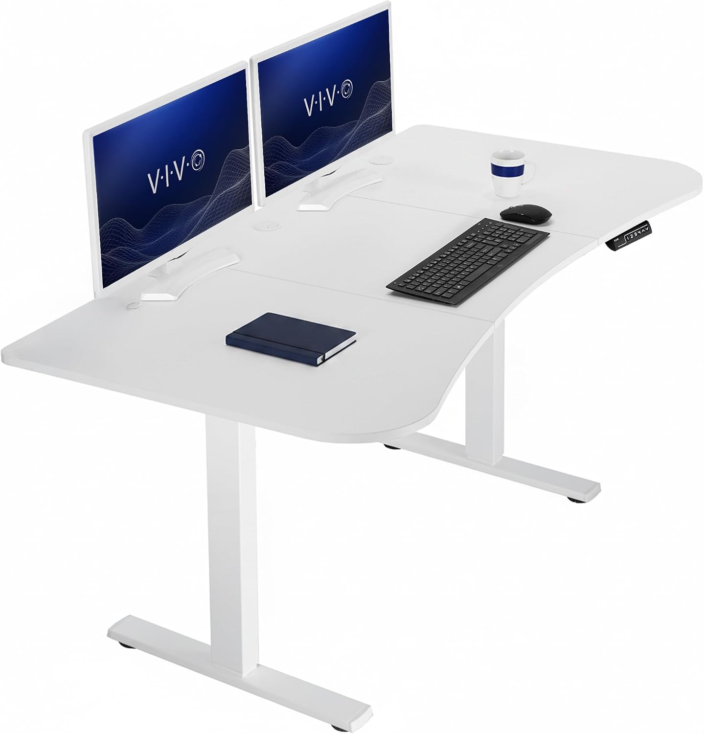 VIVO Electric 63 x 32 in Standing Desk, Memory Height Adjustment, 1B Series, Holds 220 lbs, Dark Walnut Top Black Frame, DESK-KIT-1B1D