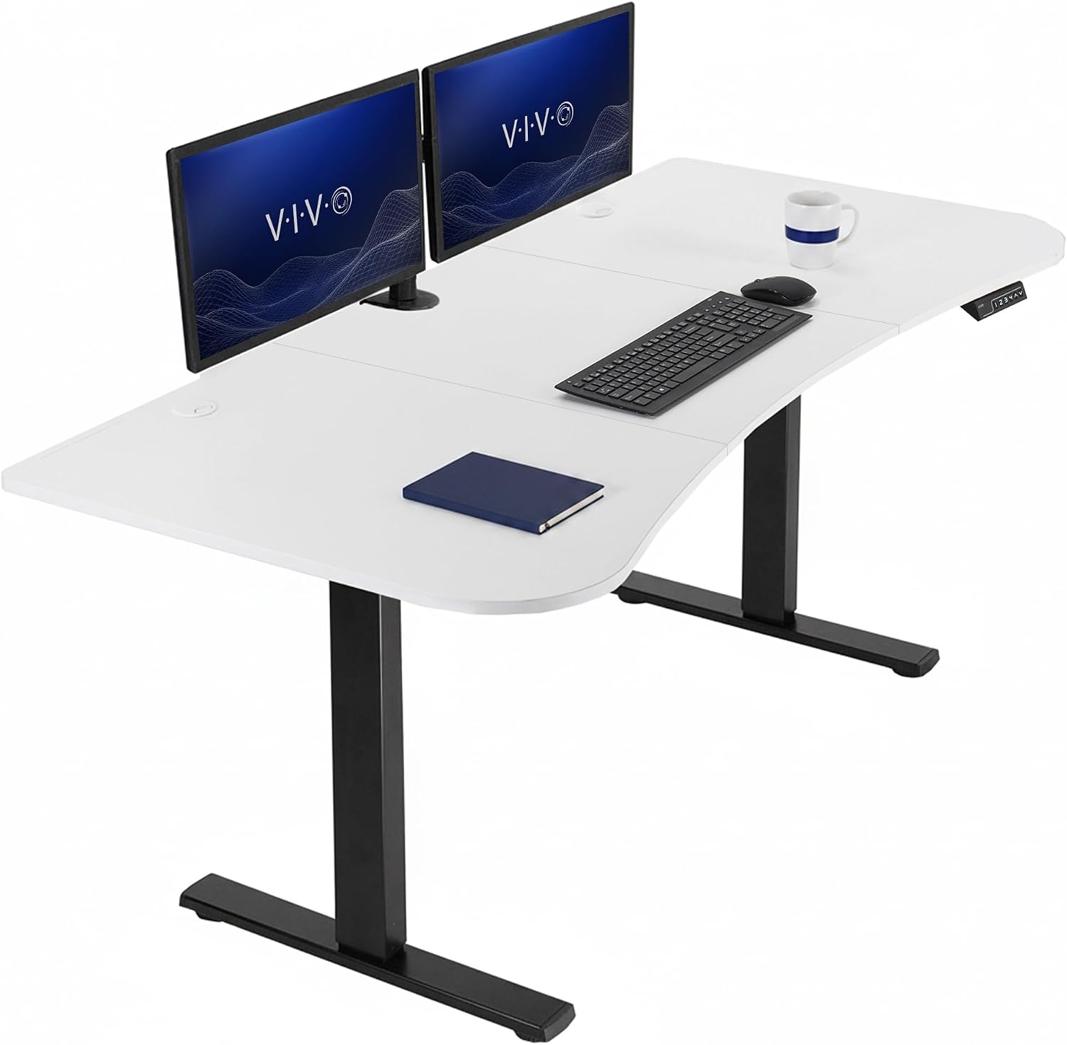 VIVO Electric 63 x 32 in Standing Desk, Memory Height Adjustment, 1B Series, Holds 220 lbs, Dark Walnut Top Black Frame, DESK-KIT-1B1D