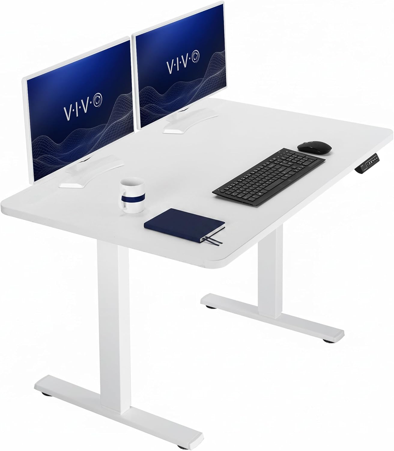 VIVO Electric 63 x 32 in Standing Desk, Memory Height Adjustment, 1B Series, Holds 220 lbs, Dark Walnut Top Black Frame, DESK-KIT-1B1D
