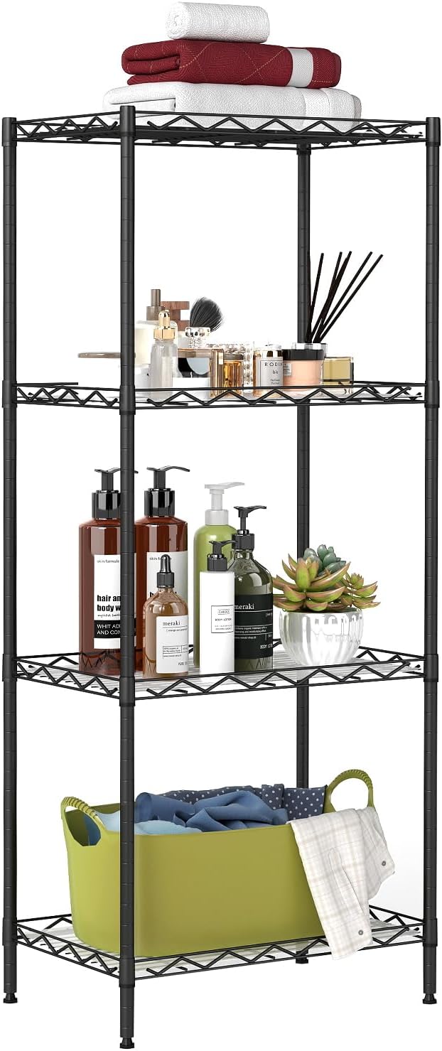 BestOffice, 4-Tier Wire Storage Shelves, 36x14x54, Chrome, with Adjustable Racks, Heavy-Duty Metal Shelf, Holds Up to 1000 lbs, No-Tool Assembly