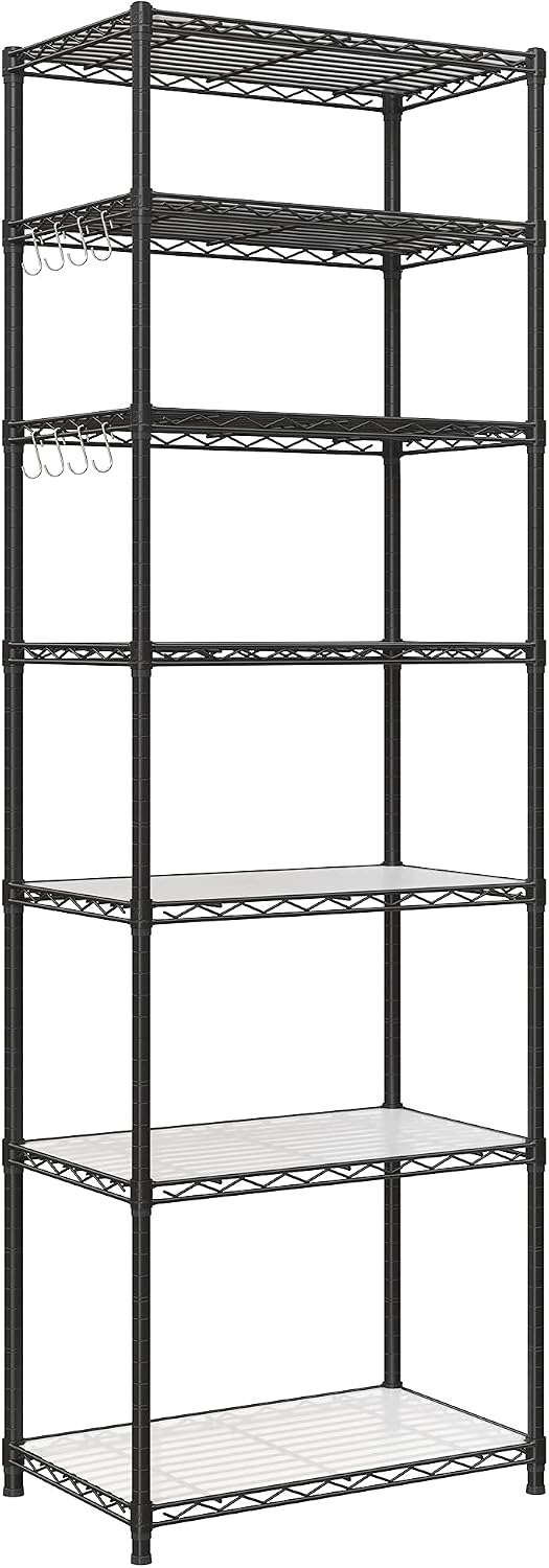 SONGMICS Storage Shelf, Metal Wire Shelving Unit, Adjustable Shelves, for Garage, Bedroom, Living Room, Kitchen, Pantry, 5 Tier