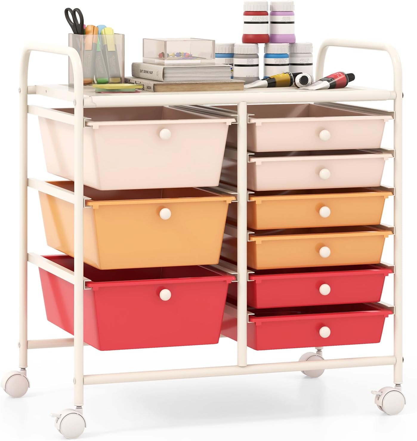 Giantex 15 Drawer Rolling Storage Cart Tools Scrapbook Paper Office School Organizer, Multicolor