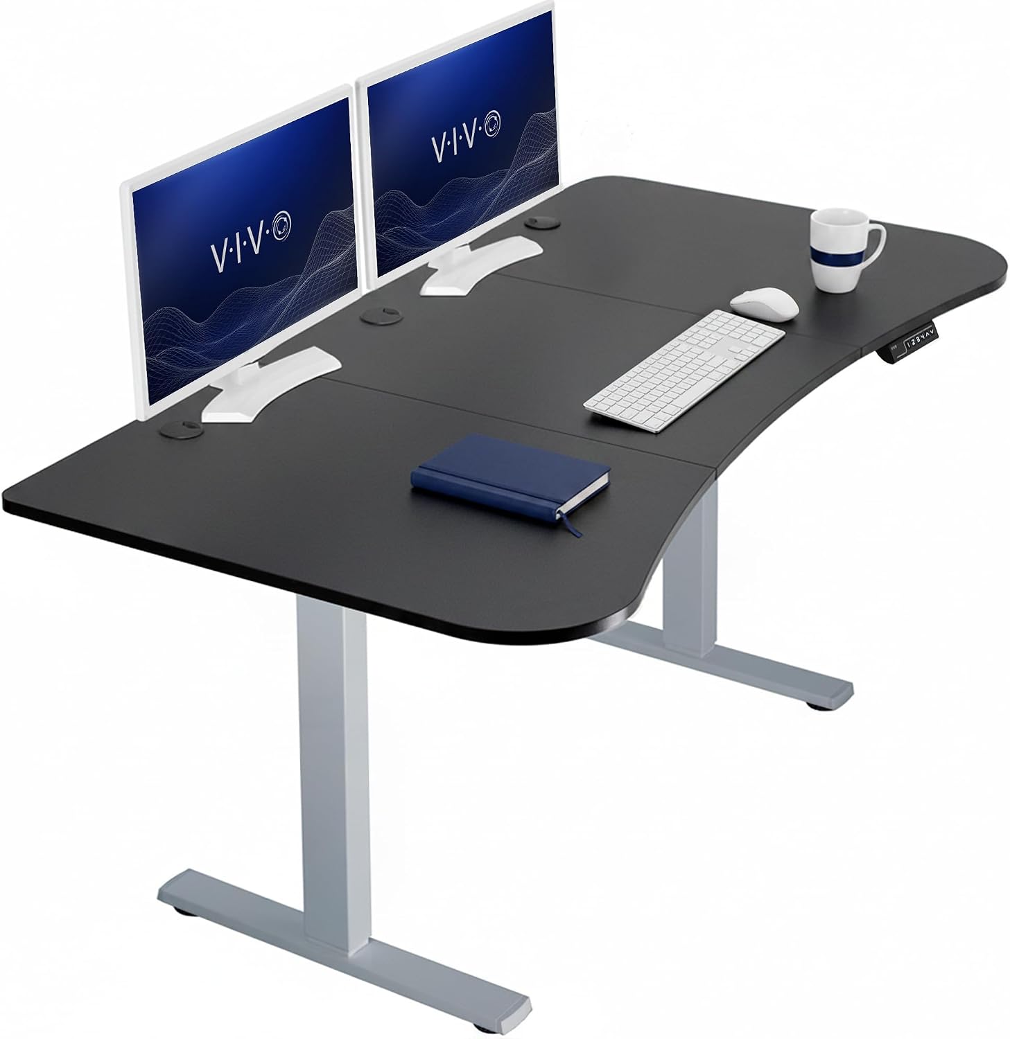 VIVO Electric 63 x 32 in Standing Desk, Memory Height Adjustment, 1B Series, Holds 220 lbs, Dark Walnut Top Black Frame, DESK-KIT-1B1D