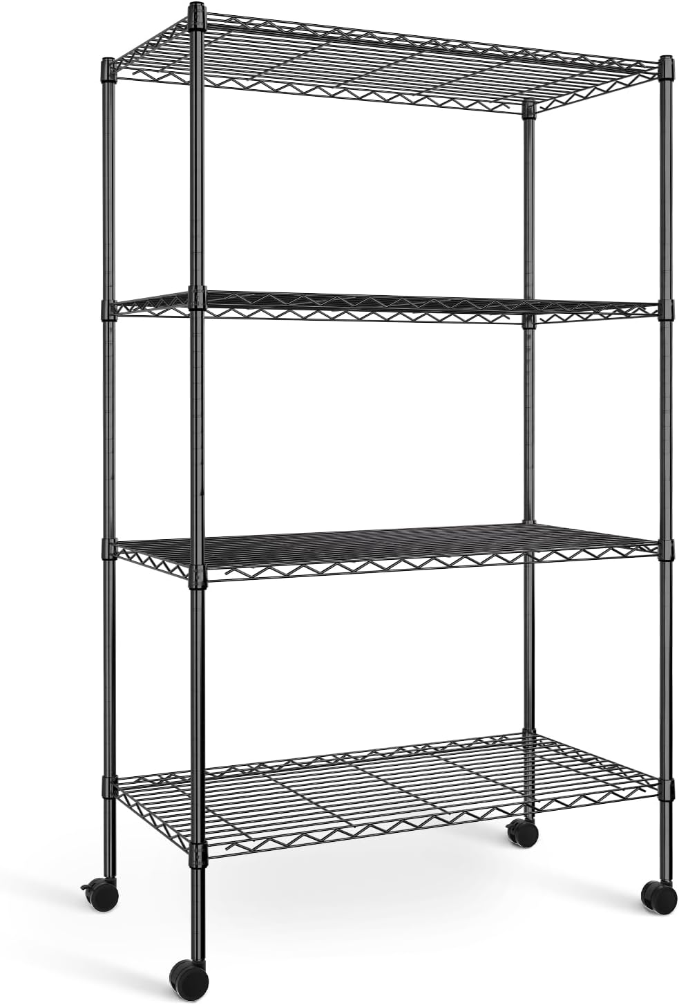 Simple Deluxe Heavy Duty 3-Shelf Shelving Unit with Wheels, Adjustable Steel Wire Shelving