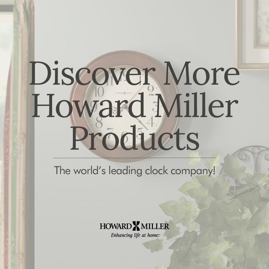 Howard Miller Brentwood Wall Clock - Wood Finish, Brass Bezel, Silent Quartz Movement, Round, Battery Operated, Home or Office Decor
