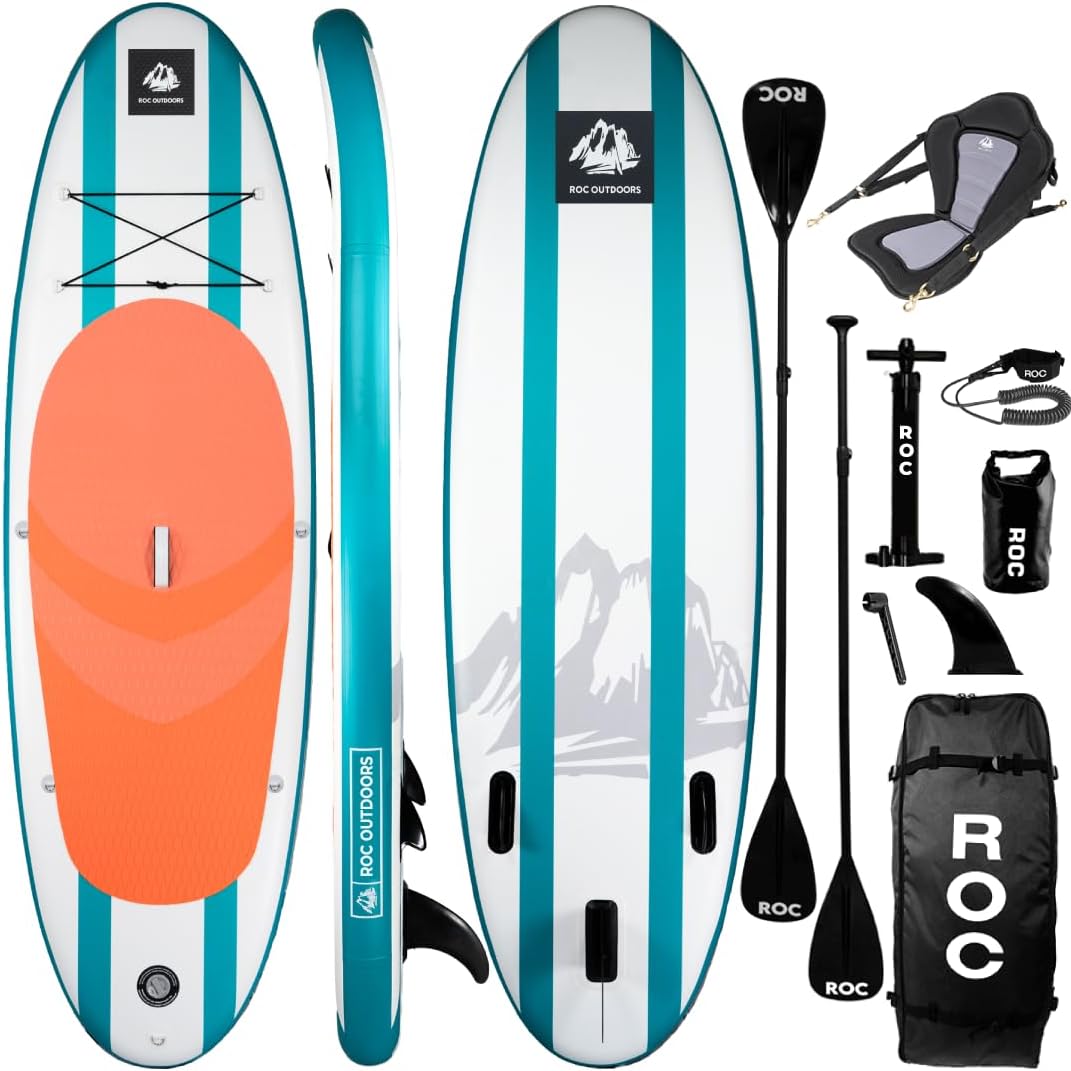 Roc Inflatable Stand Up Paddle Board 10' 6" with Premium SUP Paddle Board Accessories, Wide Stable Design, Non-Slip Comfort Deck for Youth and Adults
