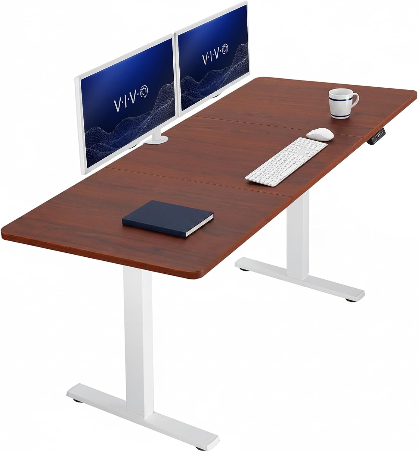 VIVO Electric 63 x 32 in Standing Desk, Memory Height Adjustment, 1B Series, Holds 220 lbs, Dark Walnut Top Black Frame, DESK-KIT-1B1D