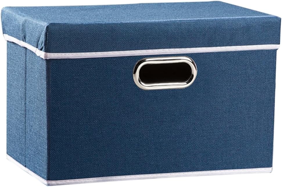 PRANDOM Large Collapsible Storage Bins with Lids 3-Pack Linen/Cotton Blend Foldable Storage Boxes Organizer Containers Baskets Cube with Cover for