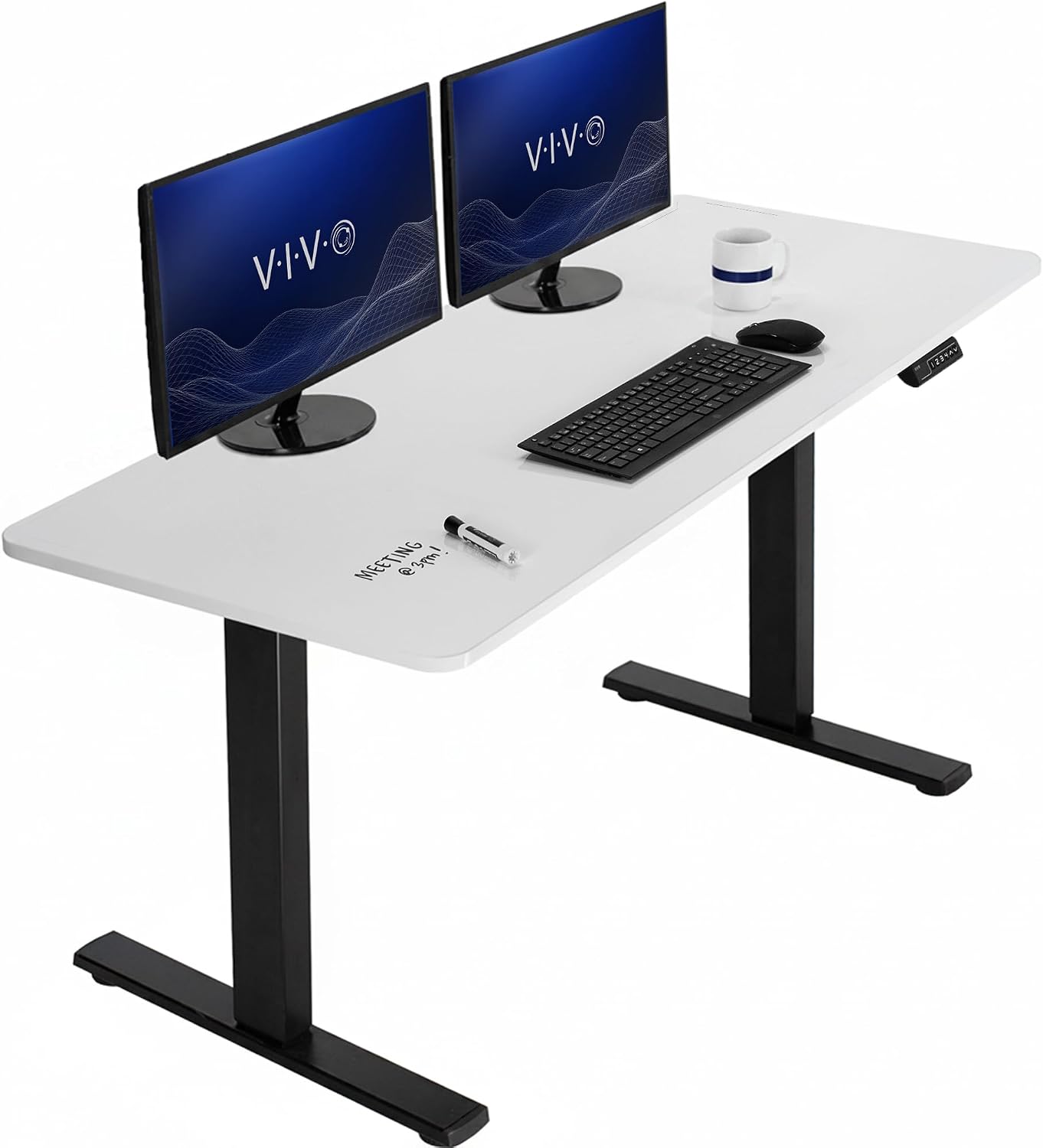 VIVO Electric 63 x 32 in Standing Desk, Memory Height Adjustment, 1B Series, Holds 220 lbs, Dark Walnut Top Black Frame, DESK-KIT-1B1D