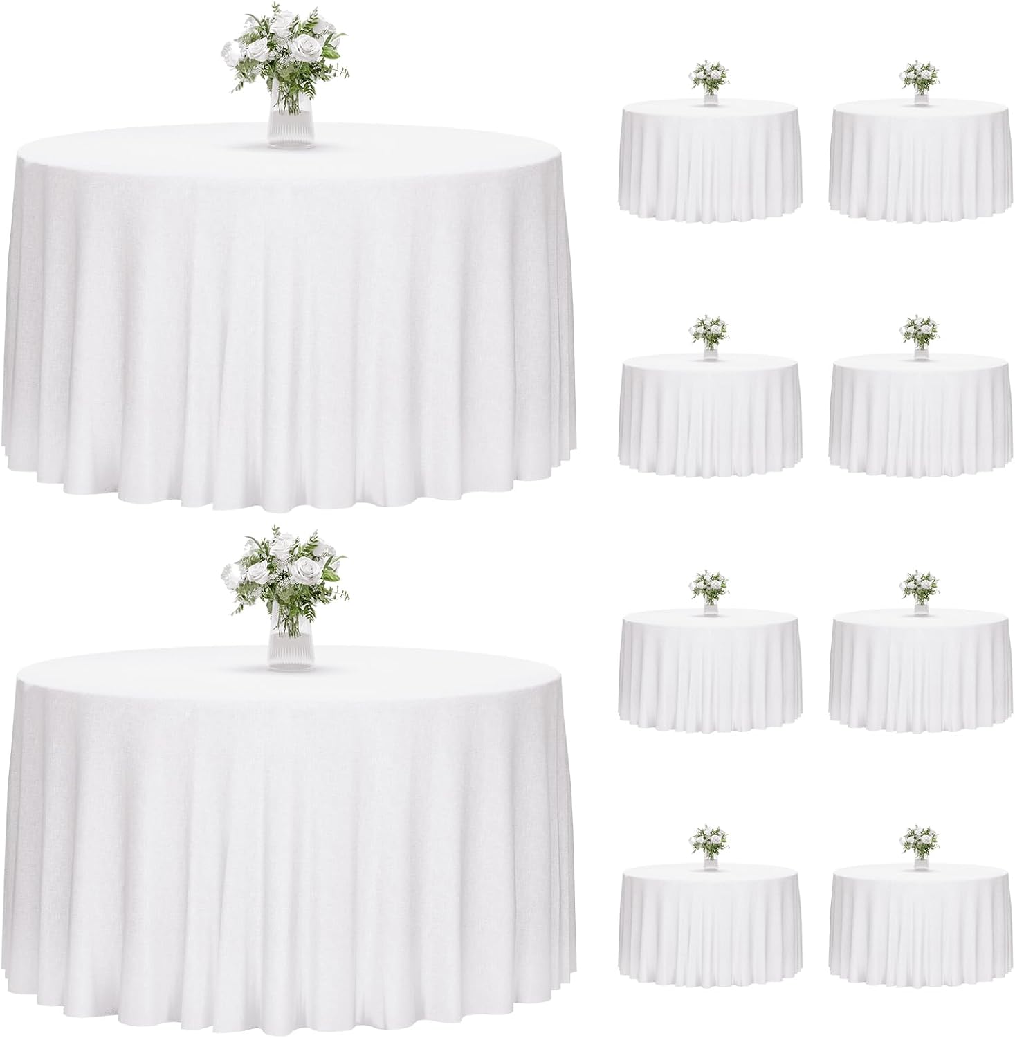 Fixwal 120 Inch Black Round Tablecloth, 6 Pack Round Table Cloth Polyester Fabric Washable Table Covers for New Year Decorations, Party, Banquet