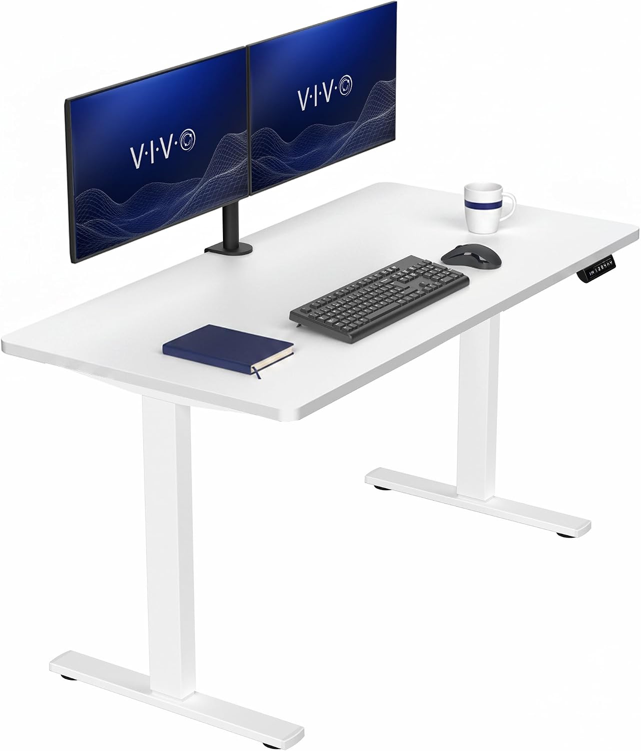 VIVO Electric 63 x 32 in Standing Desk, Memory Height Adjustment, 1B Series, Holds 220 lbs, Dark Walnut Top Black Frame, DESK-KIT-1B1D