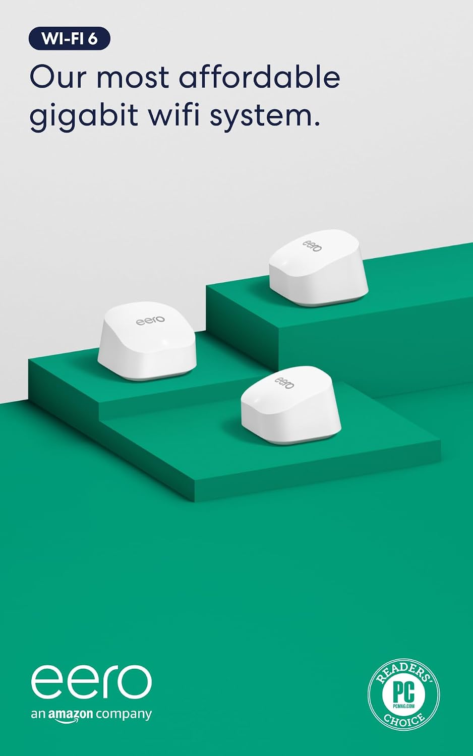 Amazon eero 6+ mesh wifi system - Supports internet plans up to a Gigabit, Coverage up to 4, 500 sq. ft, Connect 75+ devices, 3-pack