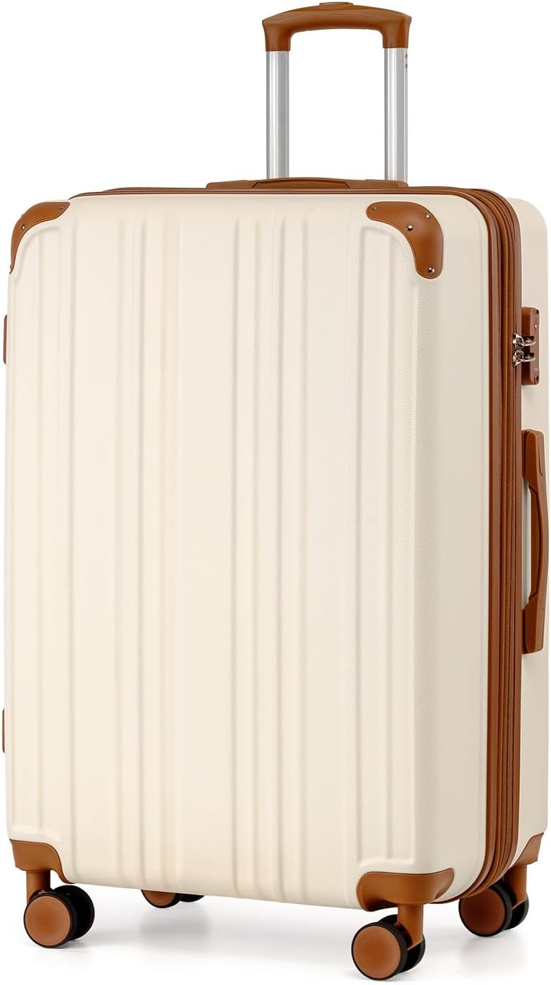 Coolife Luggage, Suitcase with Durable and Lightweight, Large Checked Luggage with PC+ABS Hardshell Expandable, Dual Spinner Wheels, TSA Lock