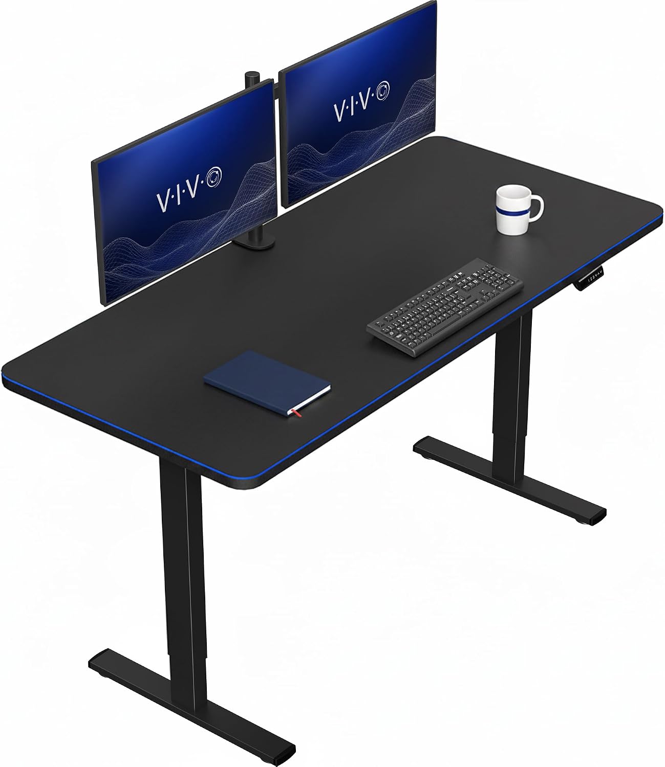 VIVO Electric 63 x 32 in Standing Desk, Memory Height Adjustment, 1B Series, Holds 220 lbs, Dark Walnut Top Black Frame, DESK-KIT-1B1D