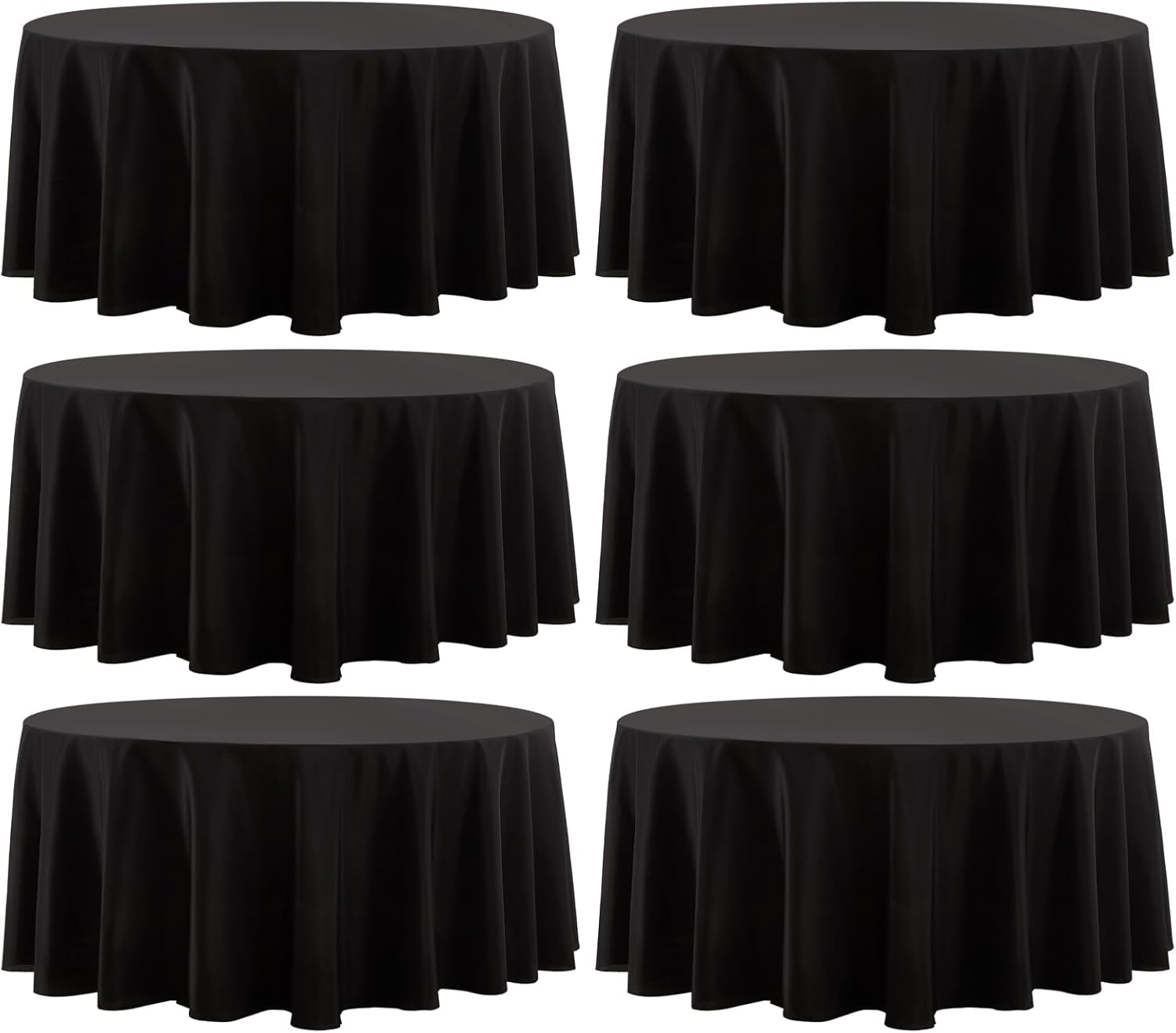 Aocoz Round Tablecloth 120 Inch 6 Pack White Tablecloths Washable Decorative Linen Polyester Table Clothes Cover for Dining Table Banquets Buffet