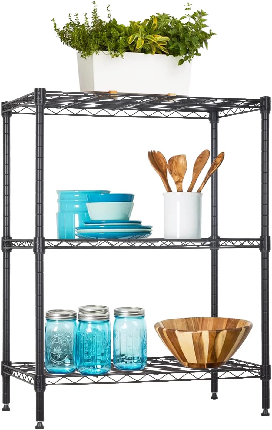 BestOffice, 4-Tier Wire Storage Shelves, 36x14x54, Chrome, with Adjustable Racks, Heavy-Duty Metal Shelf, Holds Up to 1000 lbs, No-Tool Assembly