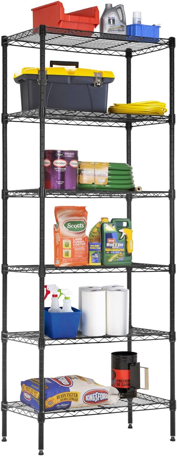BestOffice, 4-Tier Wire Storage Shelves, 36x14x54, Black, with Adjustable Racks, Heavy-Duty Metal Shelf, Holds Up to 1000 lbs, No-Tool Assembly
