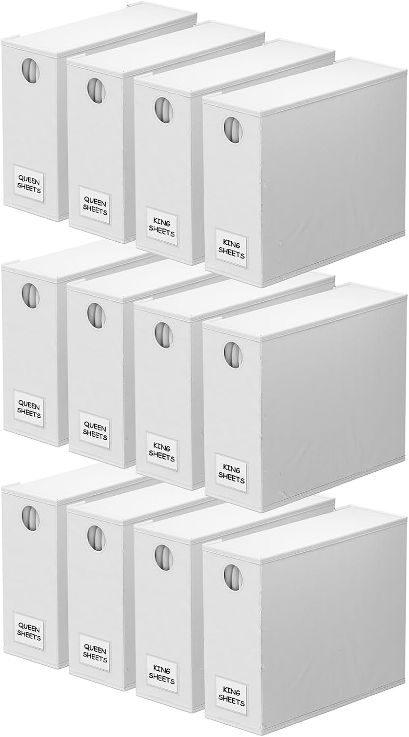 SpaceAid 8 Pack Bed Sheet Organizers and Storage, Foldable Sheet Organizer for Linen Closet