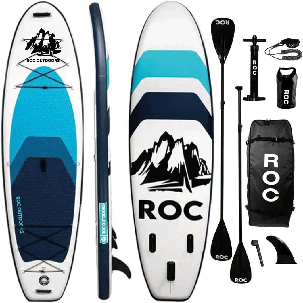 Roc Inflatable Stand Up Paddle Board 10' 6" with Premium SUP Paddle Board Accessories, Wide Stable Design, Non-Slip Comfort Deck for Youth and Adults