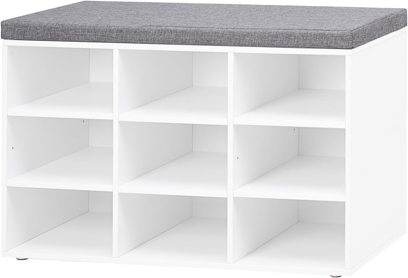 Shoe Storage Bench with Cushion, 15-Cubby Shoe Rack, Adjustable Shelves, Long Shoe Organizer Bench for Entryway, Mudroom, Hallway, Living Room